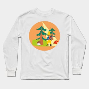 Cat fireman in the woods Long Sleeve T-Shirt